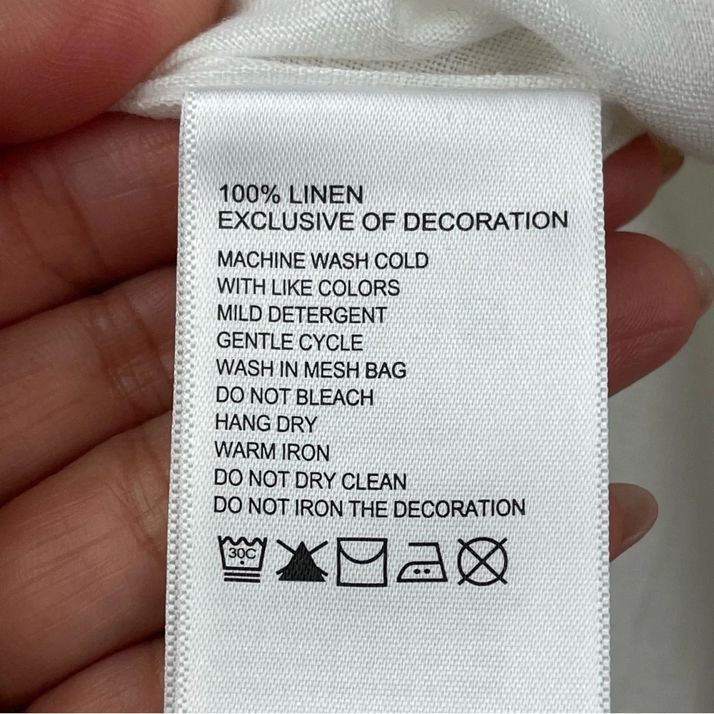 Tommy Bahama Linen Breezy Palms Embroidered Split V-Neck Tassel Tunic Sz M - Picture 13 of 13